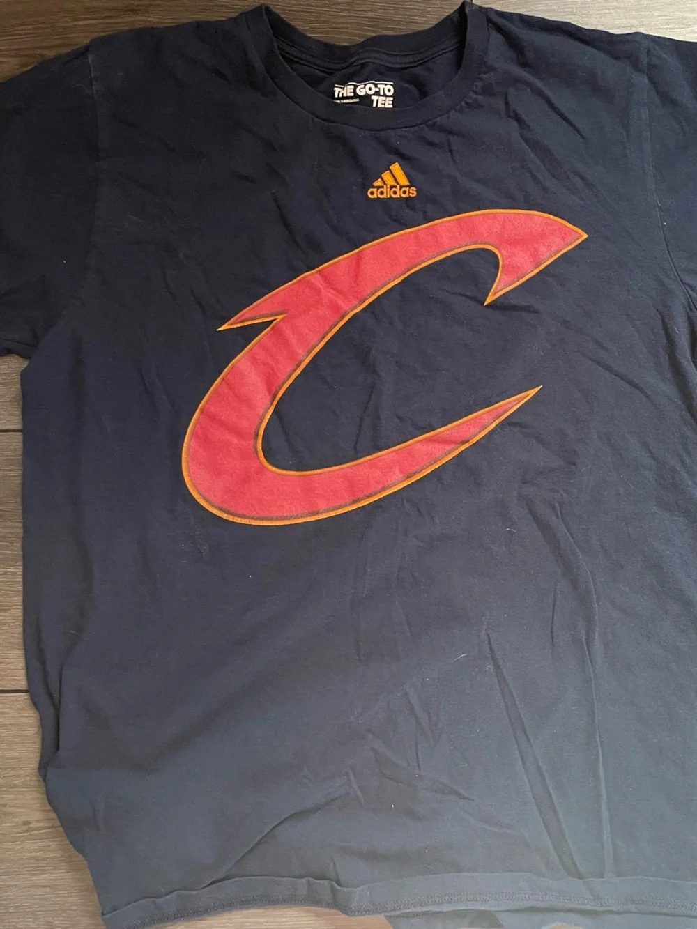 adidas Men’s Navy Tee with Large Red Graphic Swoosh